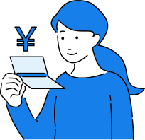 通帳を見る女性のイラスト